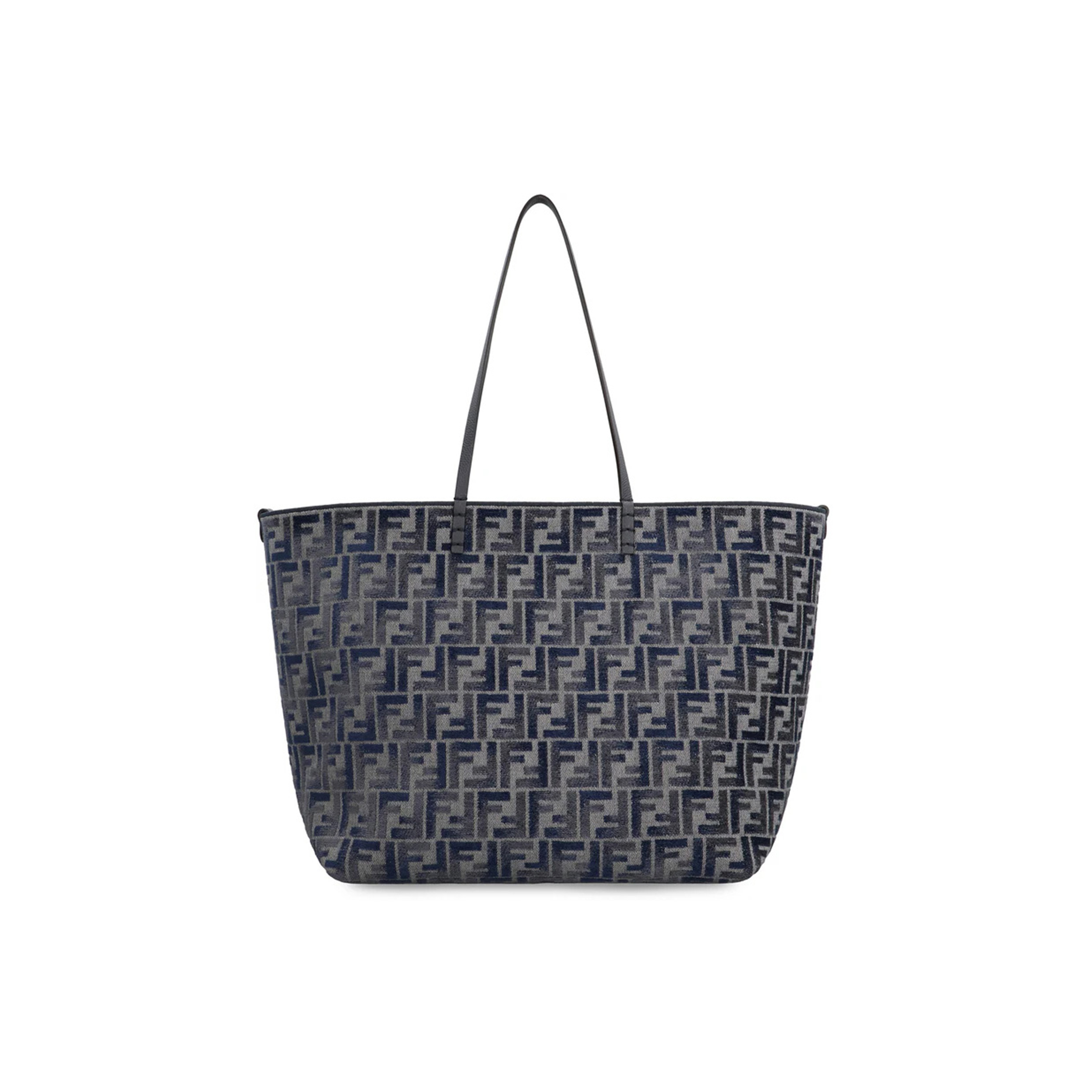 FENDI 'ROLL LARGE' BLUE REVERSIBLE TOTE BAG IN FF CHENILLE (35*32*19.5cm) 